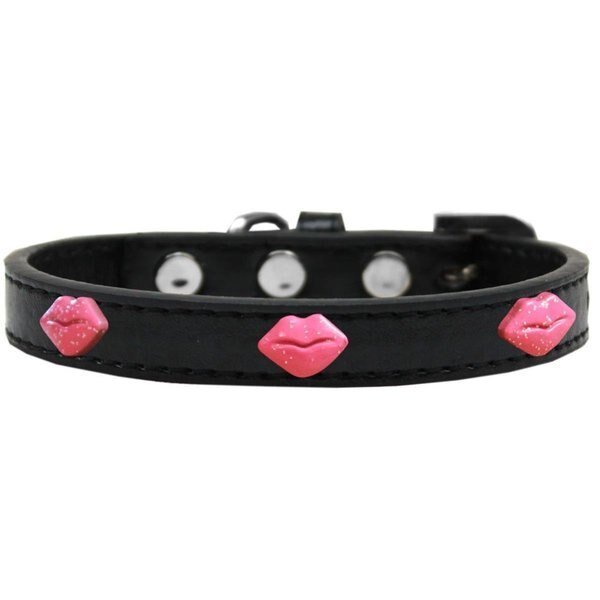 Pink Glitter Lips Widget Dog CollarBlack Size 16, Mirage Pet Products, Mfr#: 631-9 BK16